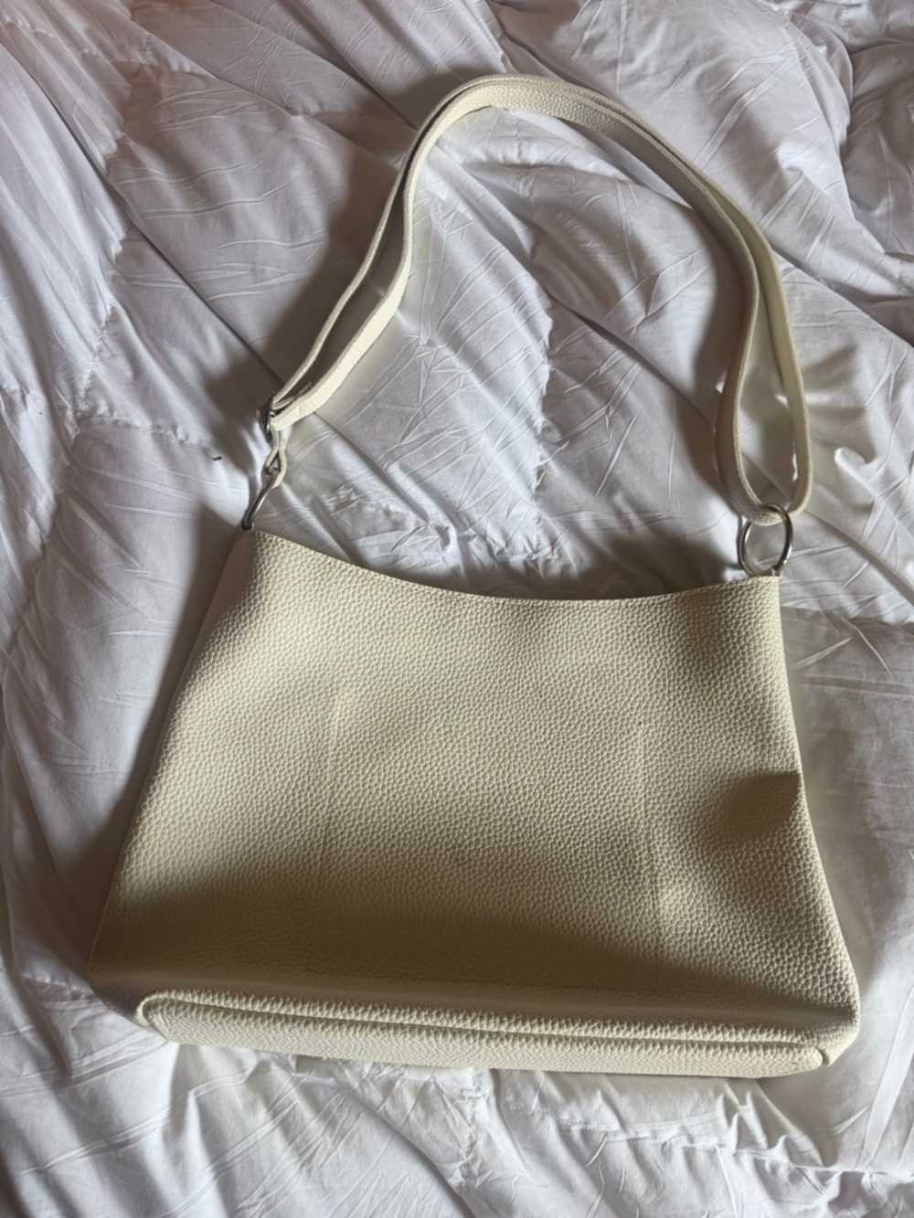 The Ahn Premium New York Cream White Pebbled Leather Hobo Bag - Picture 4 of 7